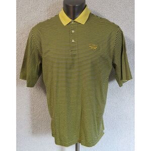 Mens Polo Ralph Lauren Golf Shirt Size L Pima Yellow Black Oympic Club Striped‎